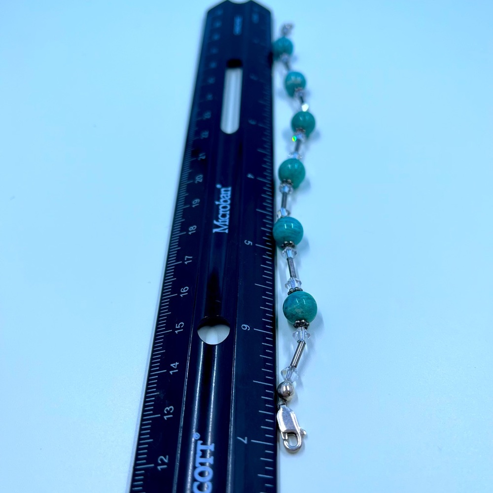 Vintage 925 Silver, Swarovski Crystal, Glass Bead & 925 Silver Bead Bracelet - Picture 6 of 7